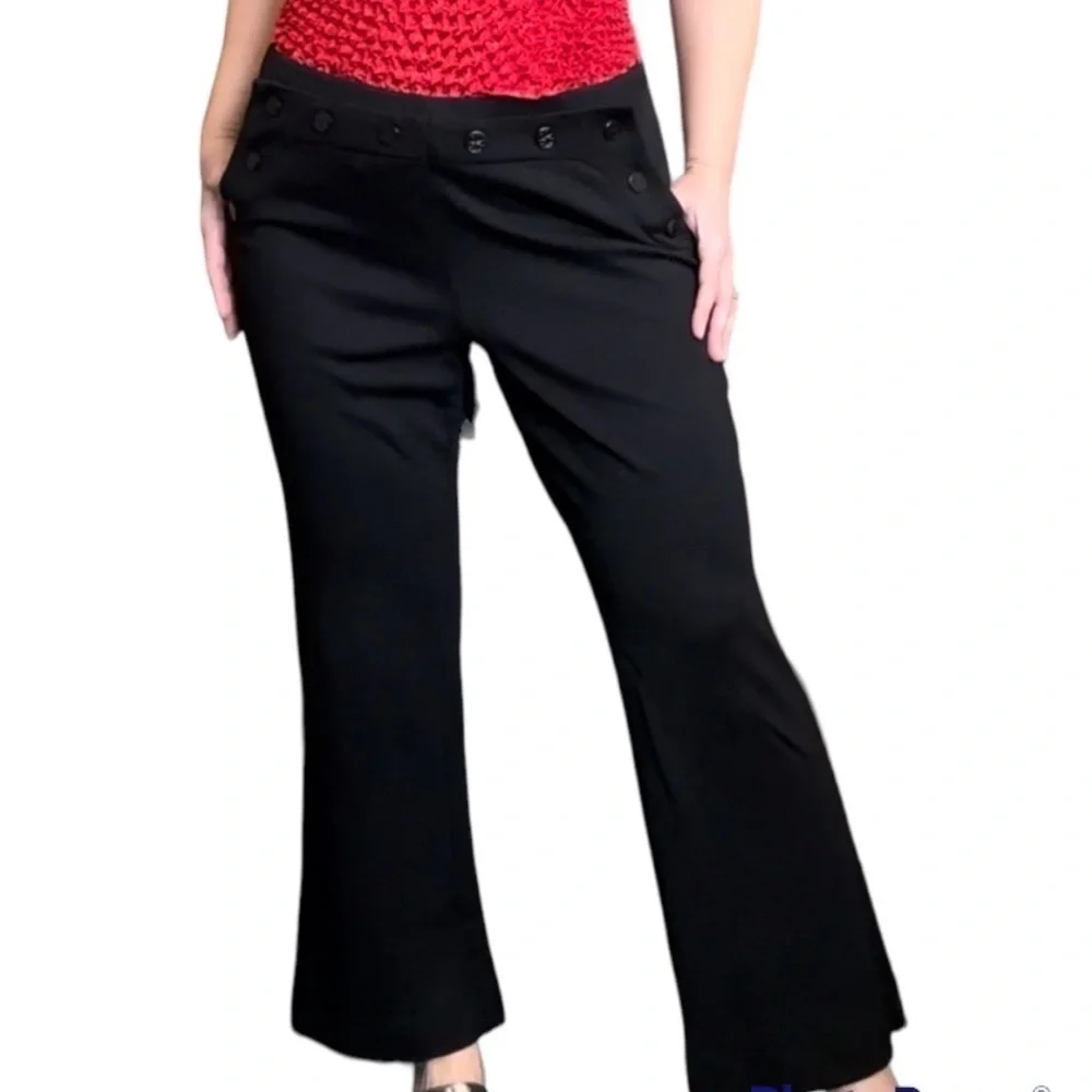 Tory Burch sailor button wool blend bootcut pants size 6 🚨needs darning🚨